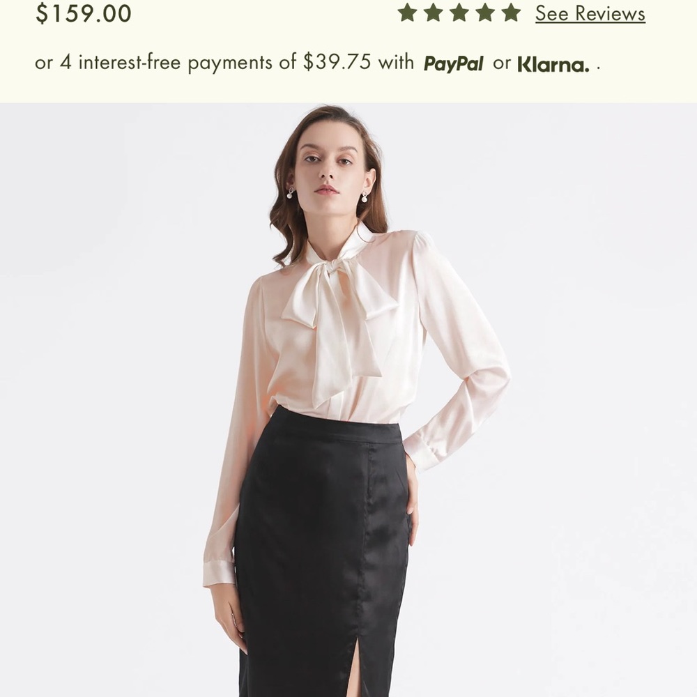 Lily Silk Tie Blouse in Blush Small